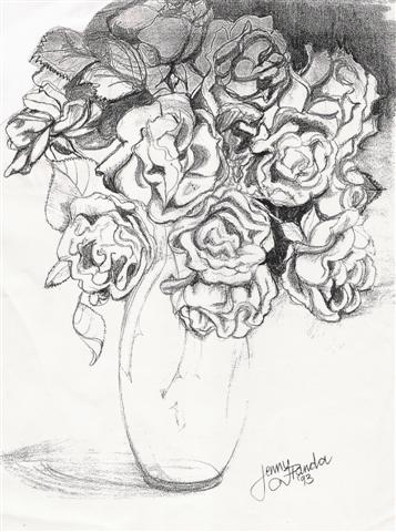 black and white rose drawing. Black and White drawing of